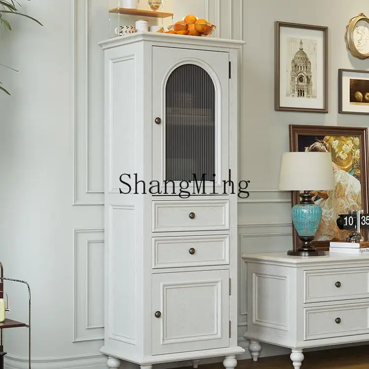 

CL retro solid wood arch small apartment high cabinet locker integrated against wall