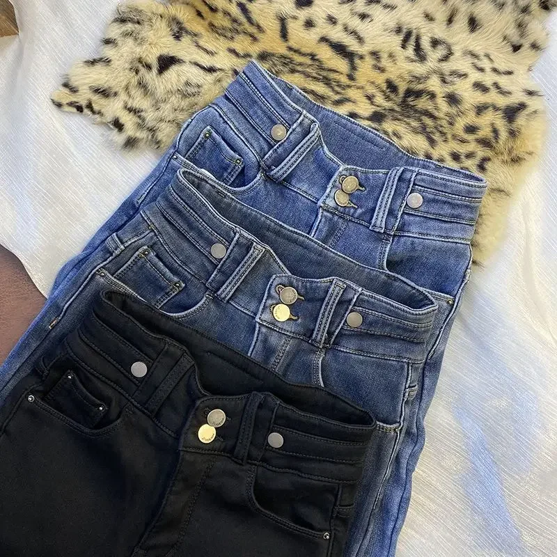 ผู้หญิง Slim Thicken Plush กํามะหยี่เรียงรายดินสอ DENIM กางเกง Lamb Fluff เอวสูงกางเกงยีนส์ฤดูหนาวยืด WARM Vaqueros Leggings