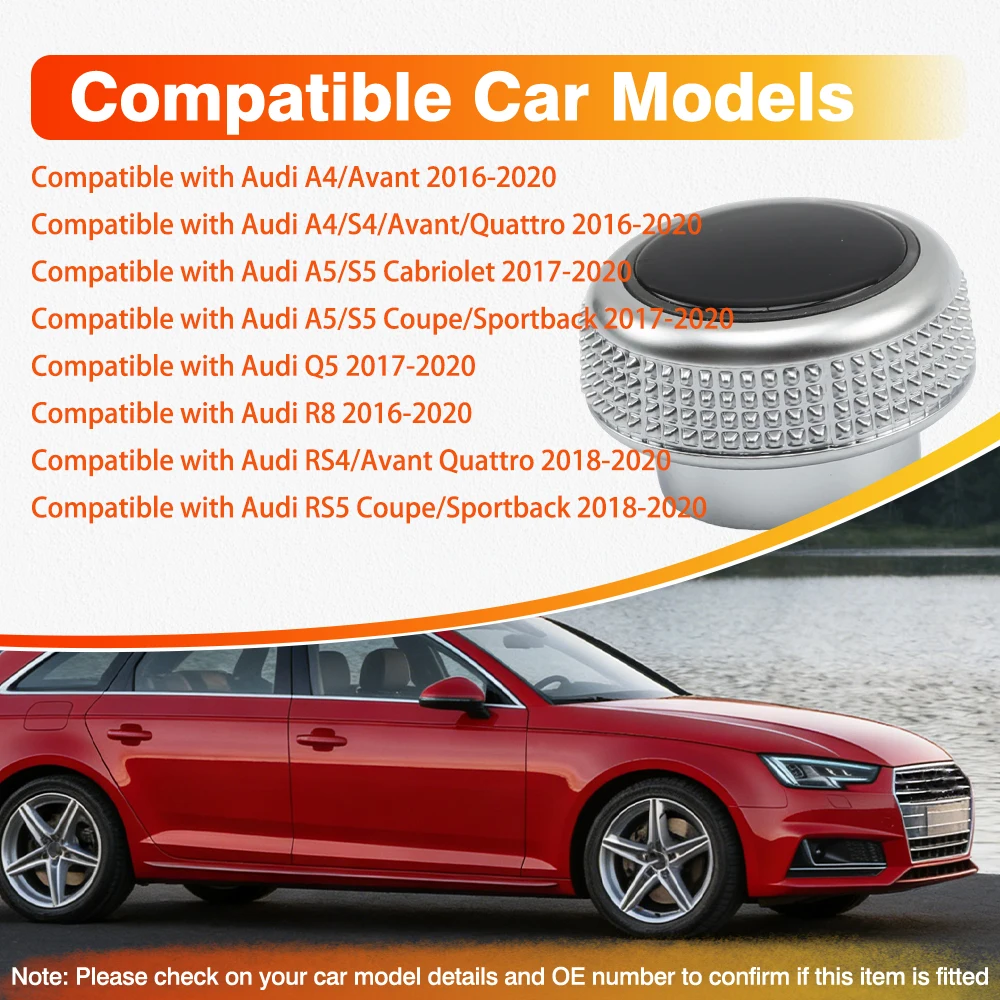 

8W0919070 Multimedia Volume Control Switch Knob Button for Audi A4 S4 A5 S5 Q5 RS4 R8 Radio Volume Adjuster Silver