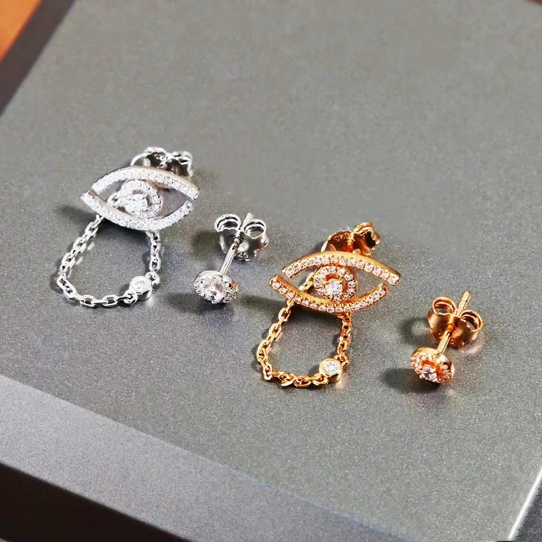 

MXK 2025 New Hot Eye-Shaped Geometric Asymmetric Earrings 18K Gold Plated with Zircon, Minimalist Luxury Dainty Studs for Women