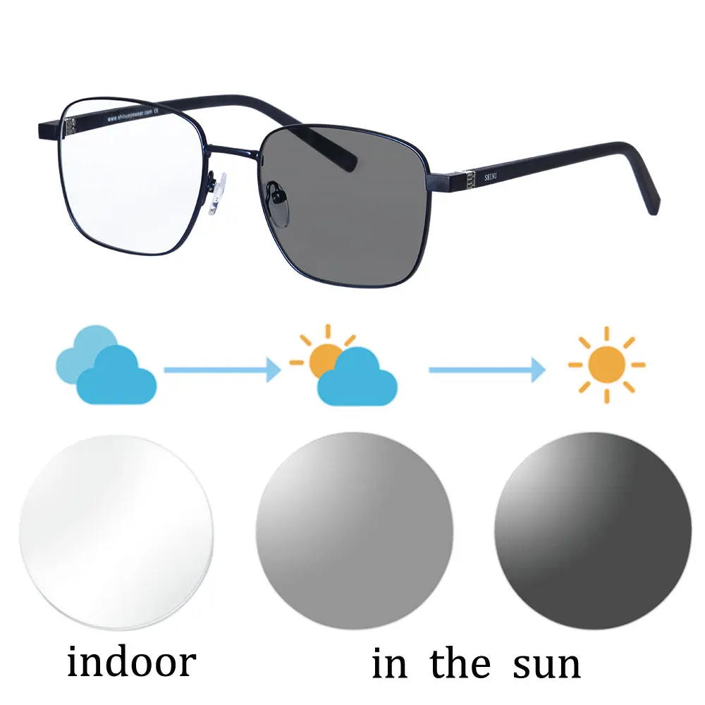 SHINU Brand Anti blue light computer glasses photochromic sunglasses resin lens blue cut eyeglasses photo grey without diopter