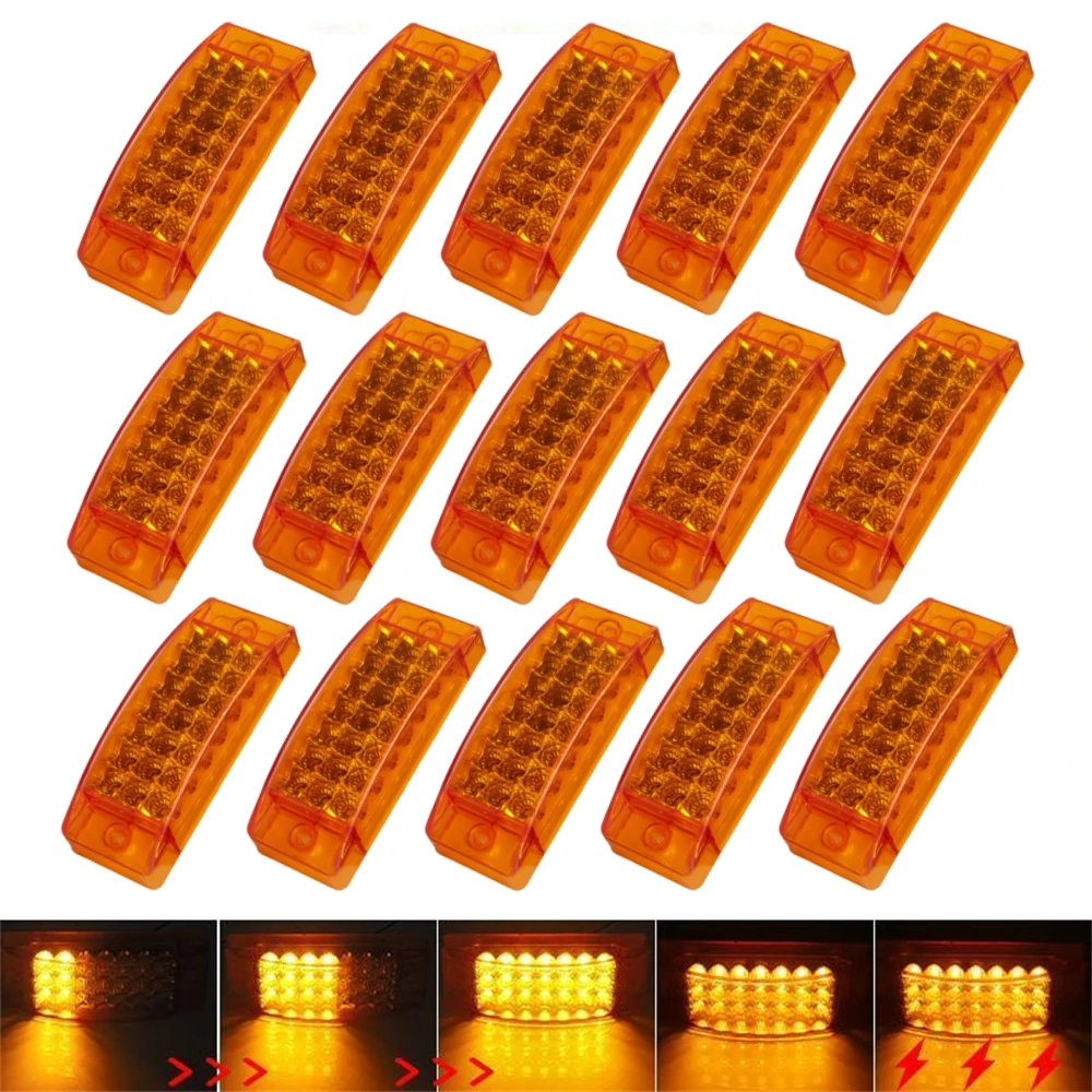 

15PCS LED Turn Signal Side Marker Light 21LED Rear Flowing Tail DRL Truck Trailer 12V-24V Flash Rectangle Clearance Light