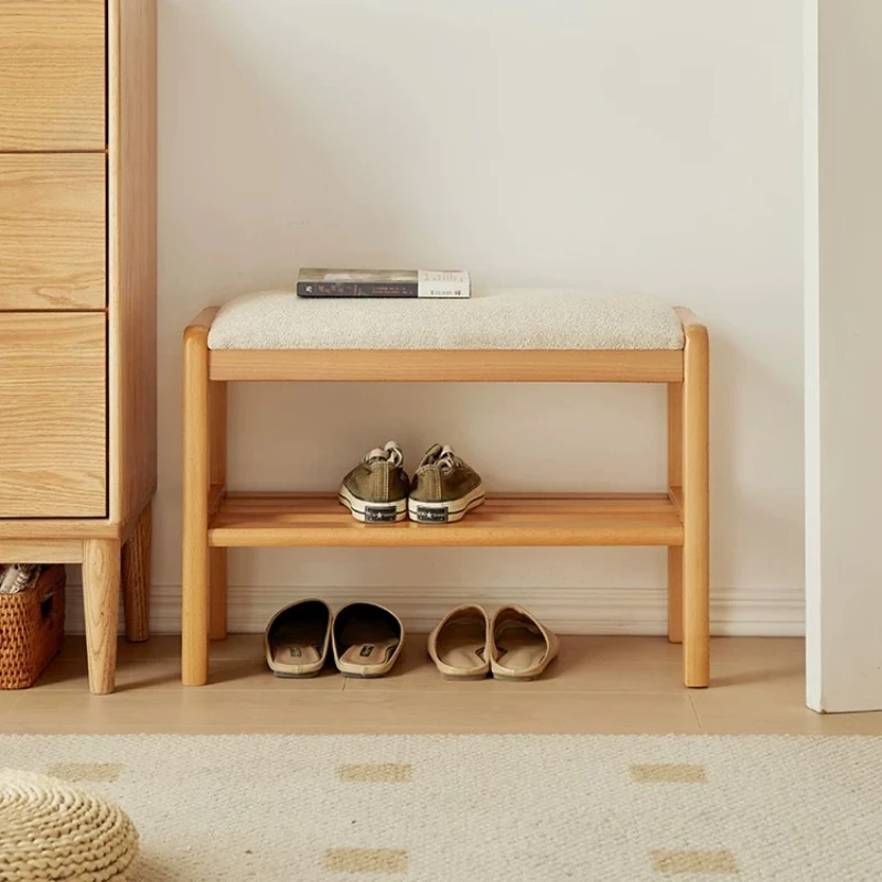 Nordic Solid Wood Shoe Changing Stool Household Door Shoe Rack Shelves Hanger Shoes Stools Organizer Hanger Home Furniture