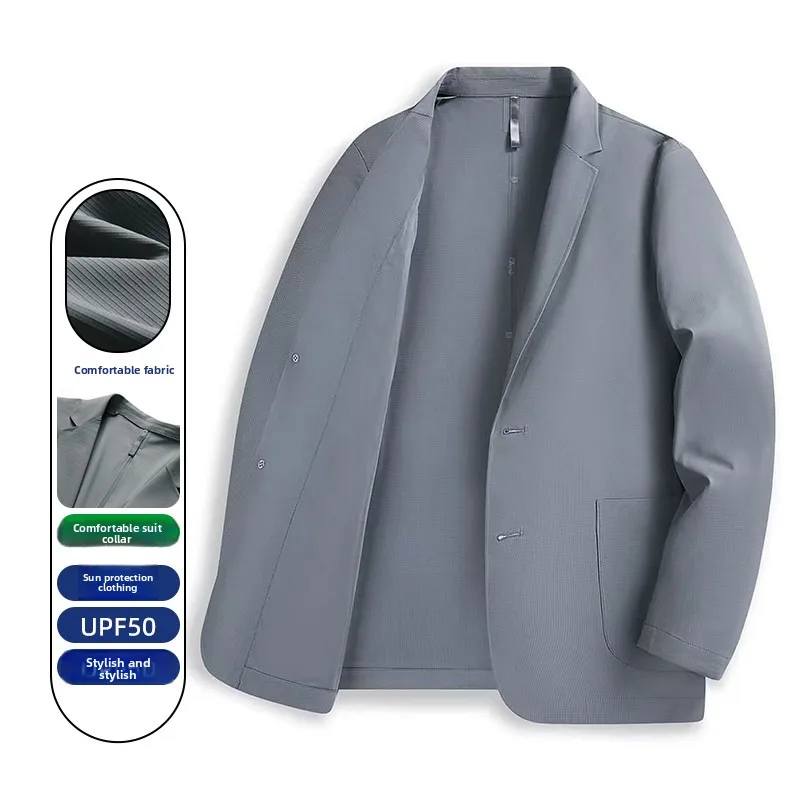 

Thin-sleeved Sunscreen Blazer Fashionable for Outdoor Travel, Camping, Wedding, Casual Wear. Korean-style Men's Slim-fit Blazer