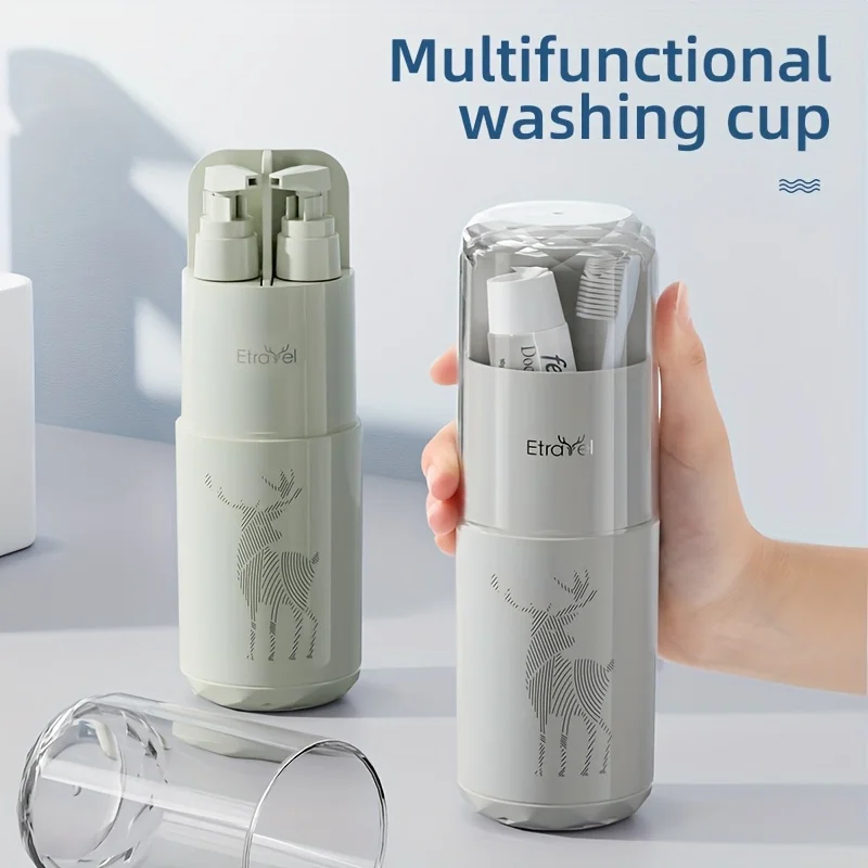 8PCS/SET Plastic 8-in-1 Toiletry Cup Dispenser Tooth Cup Comb Mirror Combo Business Trip Outdoor Travel Bathroom Organizer Kit