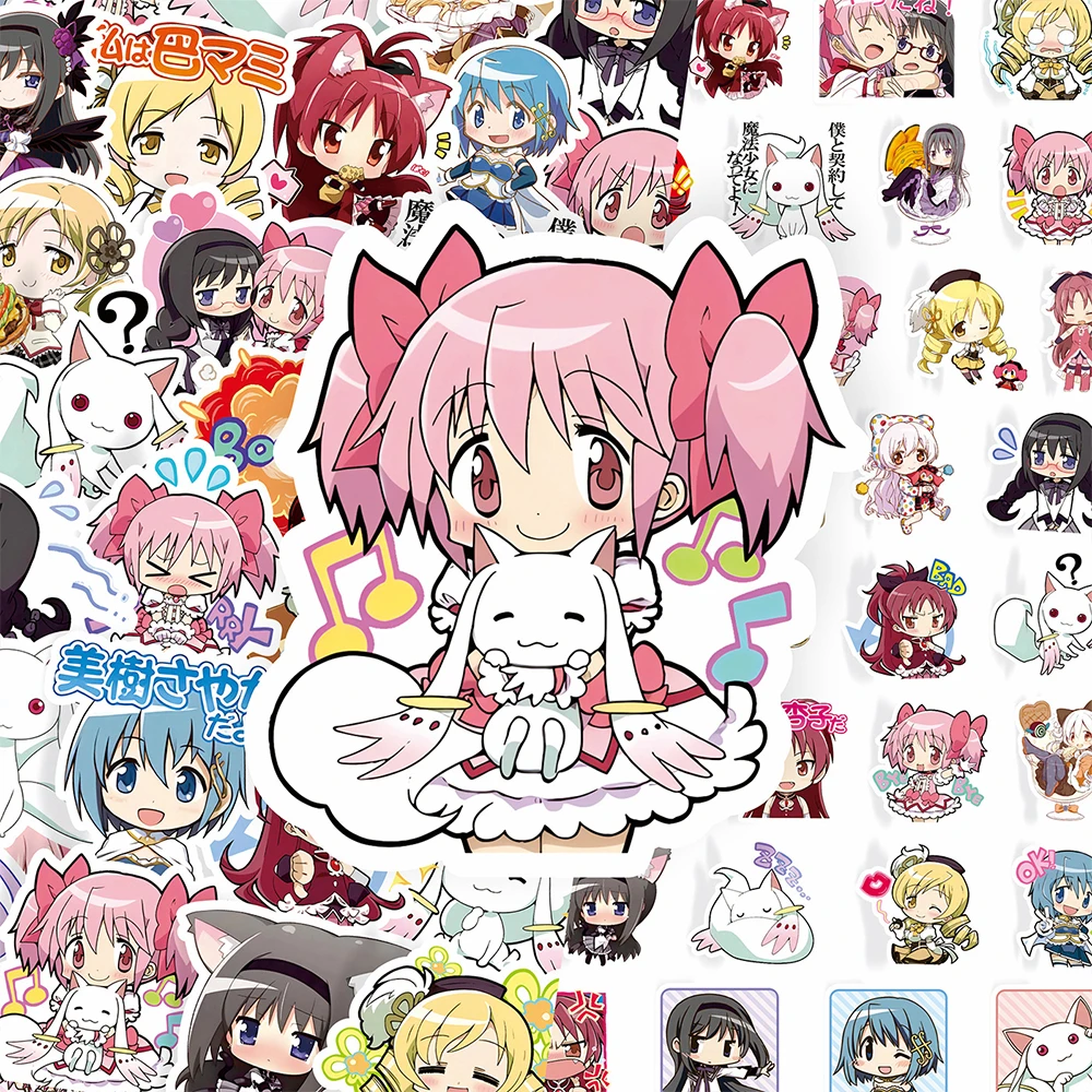 10/50/100 Stück Puella Magi Madoka Magica Anime Mädchen Aufkleber Kawaii Cartoon Sticker Notizbuch Handy Gitarre Niedliche Kaname Madoka Aufkleber