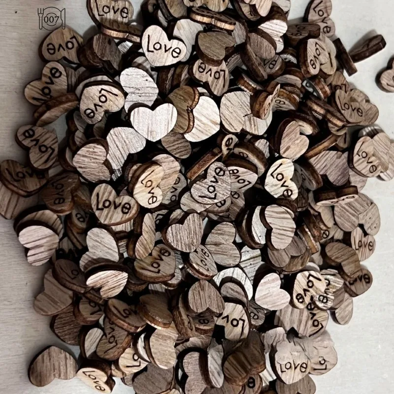 100pcs, Wooden Love Ornaments Wood Grain Love Large Mahogany Buttons Without Button Holes