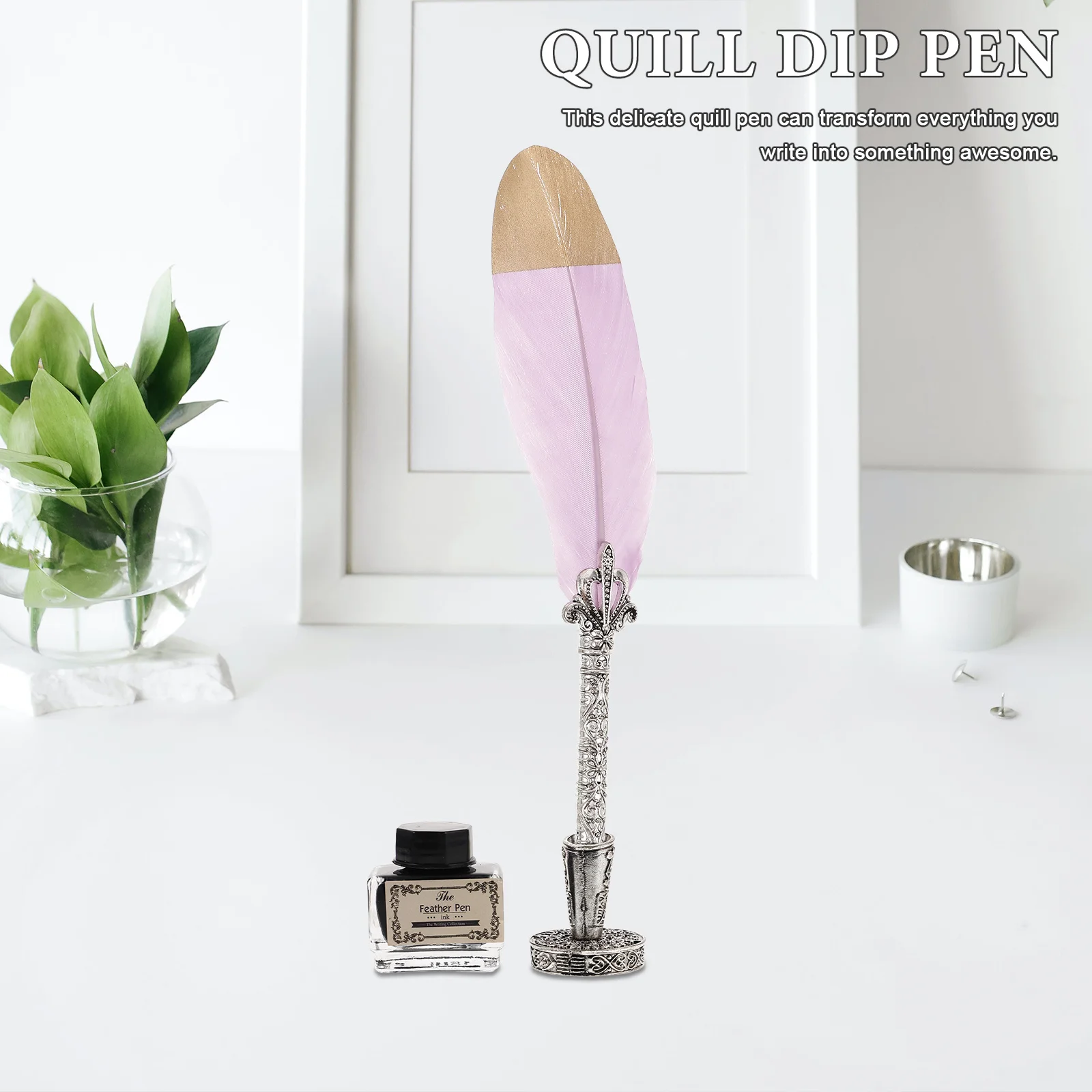 

Quill Pen Set Student Fountain Ink Calligraphy Dip Glass Drawing Creative