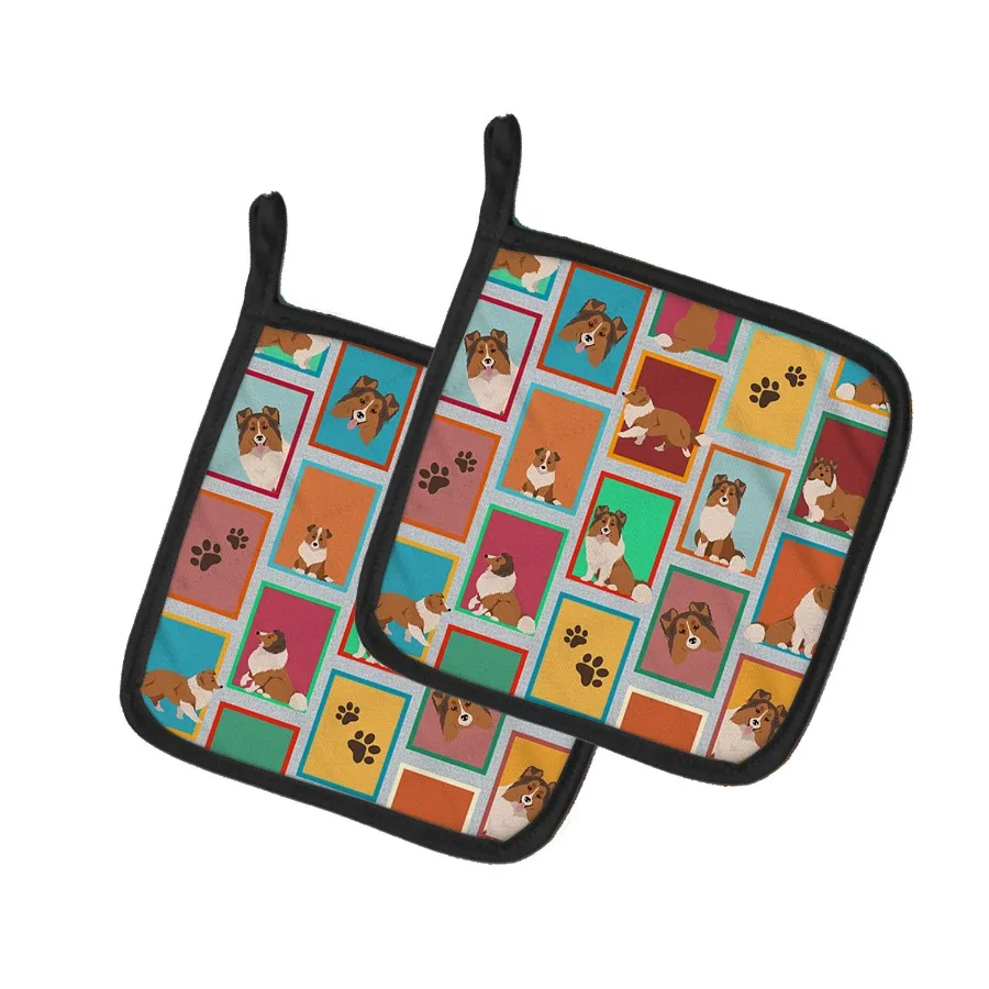 

Lots of Sheltie Pair of Pot Holders Kitchen Heat Resistant Pot Holders Sets Oven Hot Pads for Cooking Baking BBQ 7 1 2 x 7 1 2