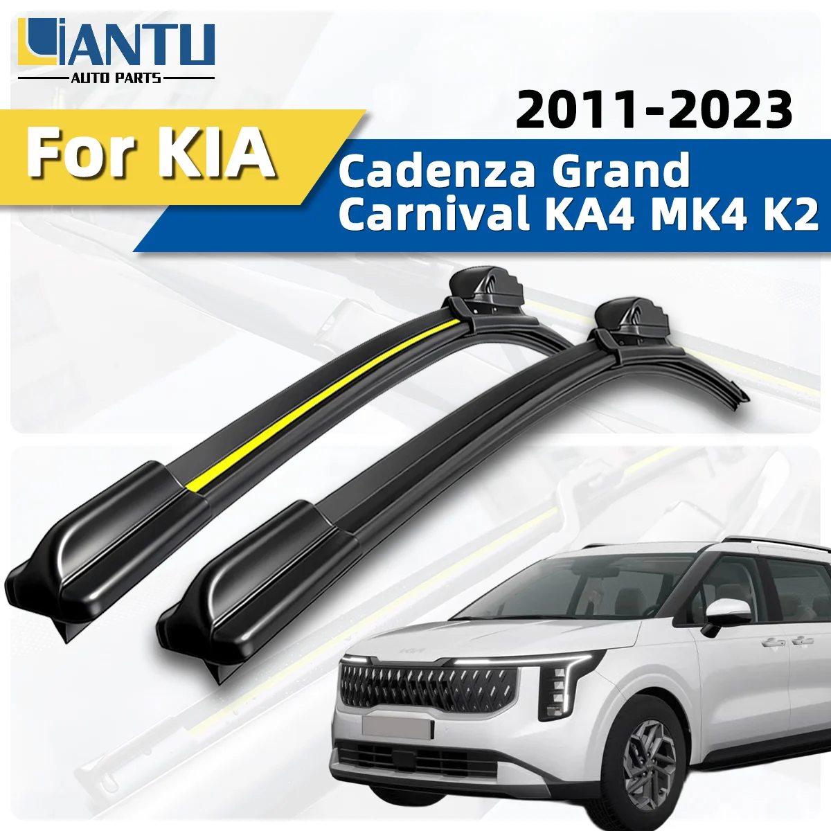 2 Stück Frontscheibenwischer passend für KIA Cadenza Grand Carnival KA4 MK4 K2 2011-2023 Auto-Wischerblätter Premium-Zubehör Leise