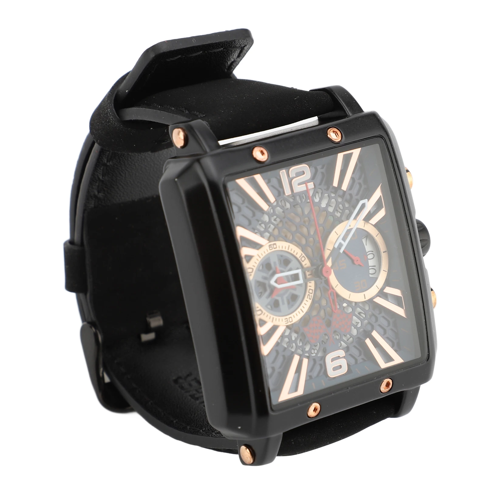 صفقة التخليص التناظرية كوارتز كرونوغراف ساعة معصم عادية مستطيلة الهاتفي مقاومة للماء مزدوجة الفرعية ساعة الموضة للرجال