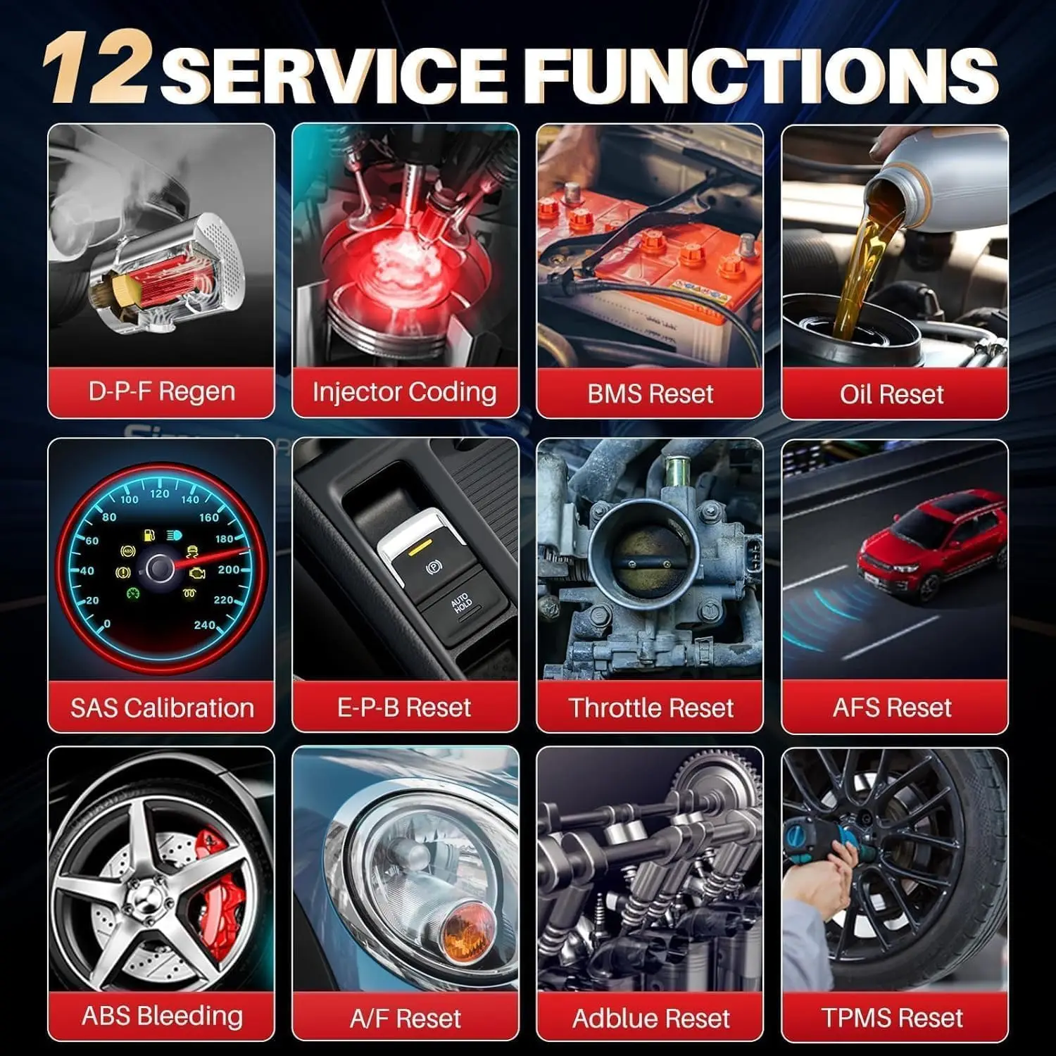 LAUNCH CRP129E V3.0 OBD2 Scanner 4 System Engine ABS SRS AT 12+ Resets DPF TPMS SAS Oil CAN FD DOIP Lifetime Free Update view 6
