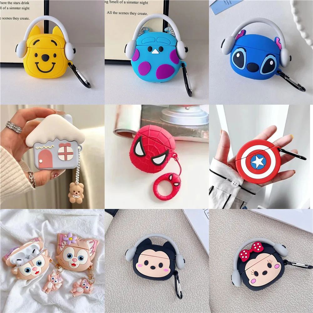 Fundas de silicona con dibujos animados 3D para Airpods 1 2, funda protectora para auriculares inalámbricos Bluetooth, cubierta de carga para Airpods Pro 2