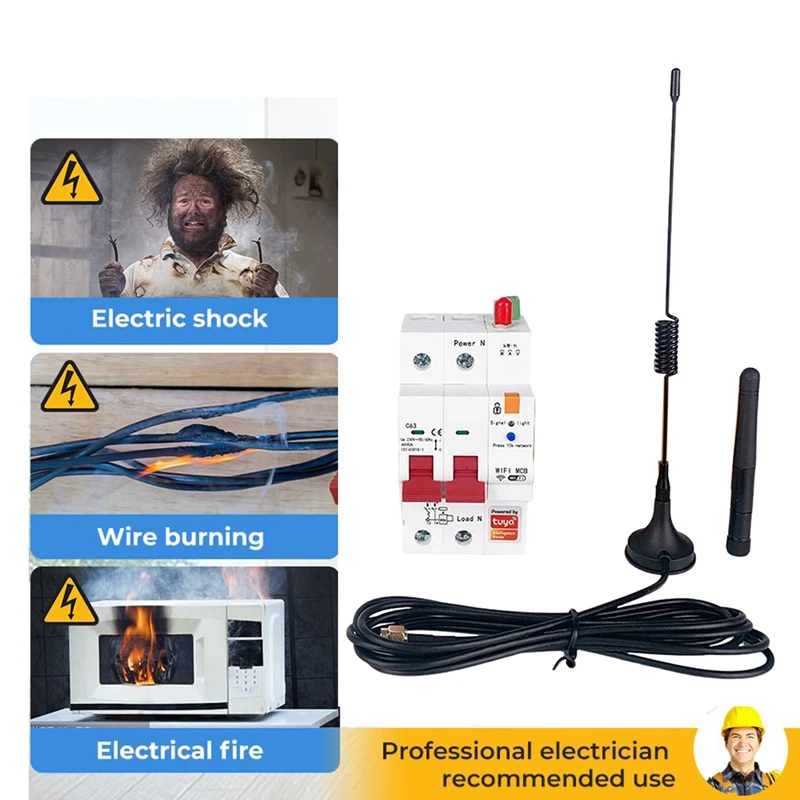 Graffiti Wifi Metering With Leakage Protection Electric Gate Household 2P Circuit Breaker 63A Timer Master Switch,Type B Durable