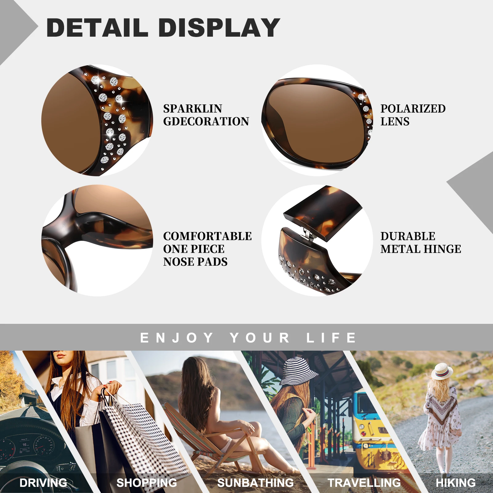 Oval sunglasses, fashionable diamond-encrusted street style sunglasses
