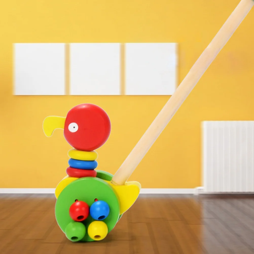 1 stuks vroege kinderjaren loopstoeltje houten cartoon vorm kleurrijke kindertrolley voor kleurherkenning ronde handgreep eenvoudige montage