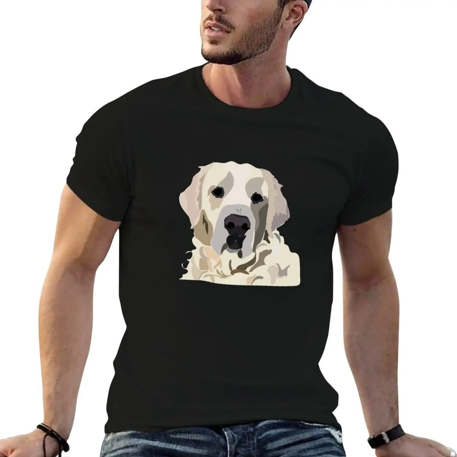 

English Cream Golden Retriever Sticker T-Shirt man t shirt graphic funny t shirts man T-Shirt