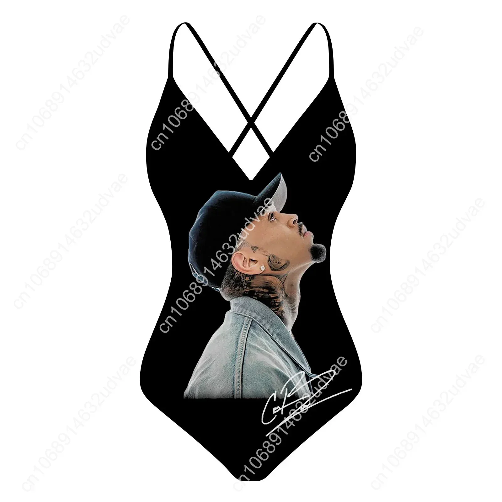 Chris Brown V-neck Halter Back Swimsuit Womens Bathing Suits Personalized Bikini Pool Party Swimwear Custom Made Beachwear