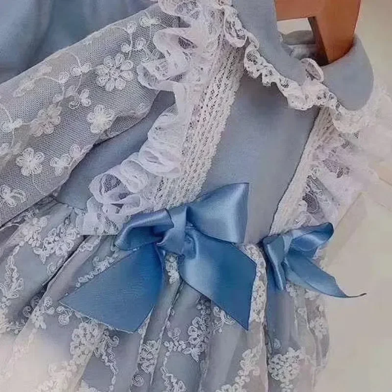 

Baby Girl Princess Ruffle Dress Long Sleeve Infant Toddler Teen Child Spanish Vestido Party Baptism Frocks Baby Clothes 1-14Y