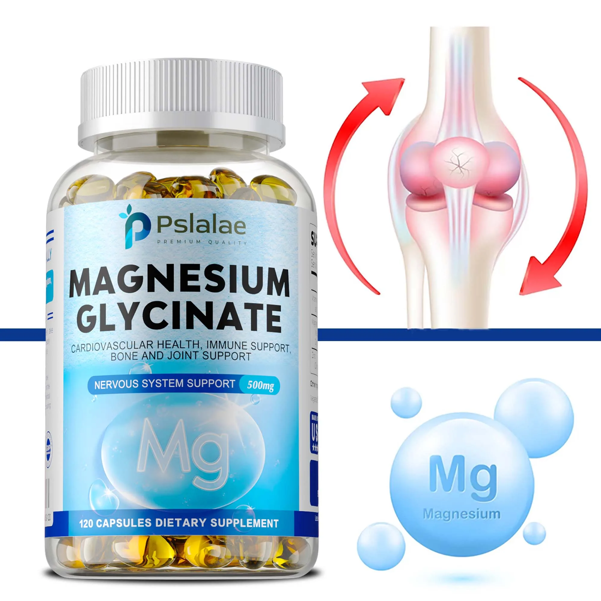 

Magnesium Glycinate - For Deep Sleep, Reduces Stress and Anxiety, Promote Brain Nerve Health, Protect Joints and Relax Muscle