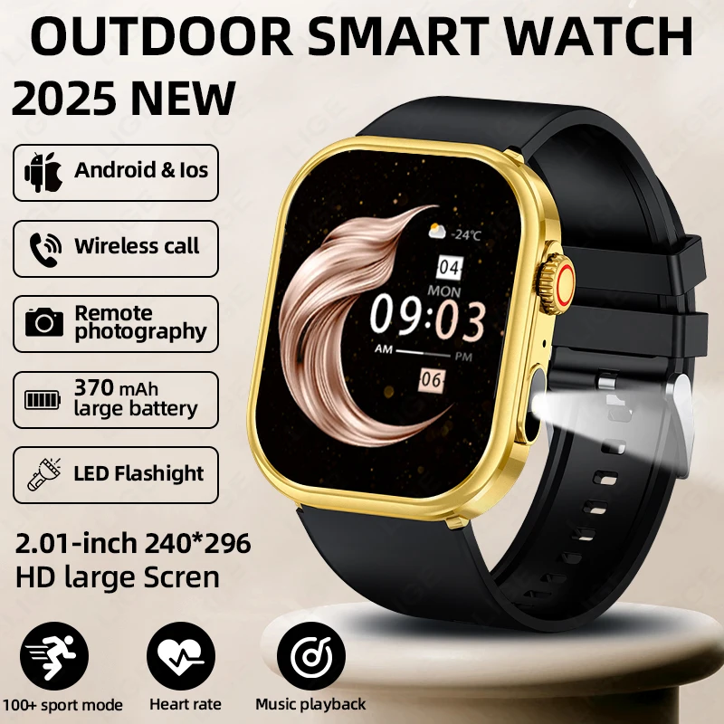 

LIGE Smart Watch Men Women Flashlight 2.01” HD Display AI Voice Bluetooth Call Sports Watches Health Monitor Smartwatch 2026 New