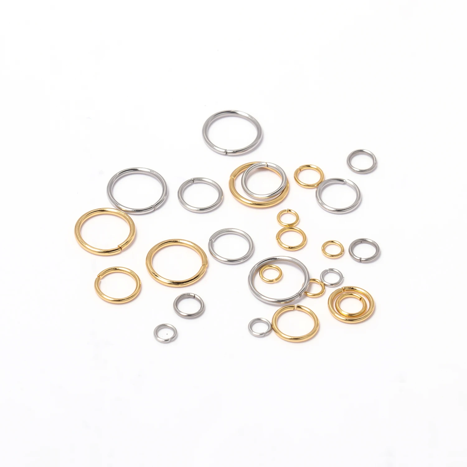 Lote de anillos de acero inoxidable de 3, 4, 6 y 8mm, conectores de anillos divididos de Color dorado para la fabricación de joyas, suministros de accesorios de bricolaje, 200 unidades