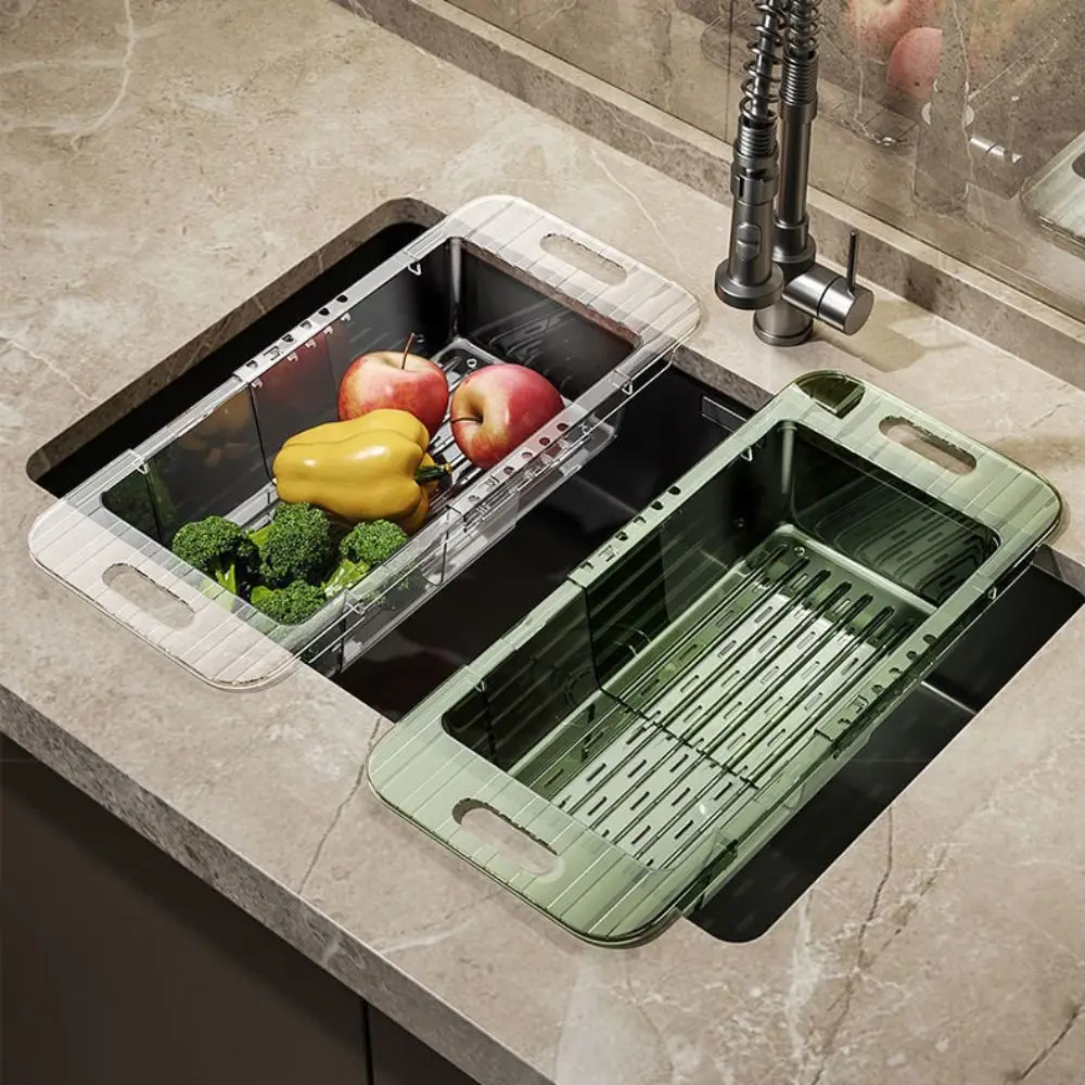Telescopic Kitchen Drainage Basket Space-Saving Household Vegetable Washing Basin Flexible Retractable Drainage Rack Sink