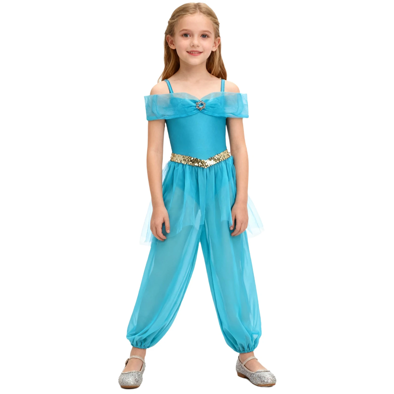 

Halloween Arabian Indian Princess Performance Costume Sequins Loose Jumpsuits for Carnival Cosplay Themed Party Suits