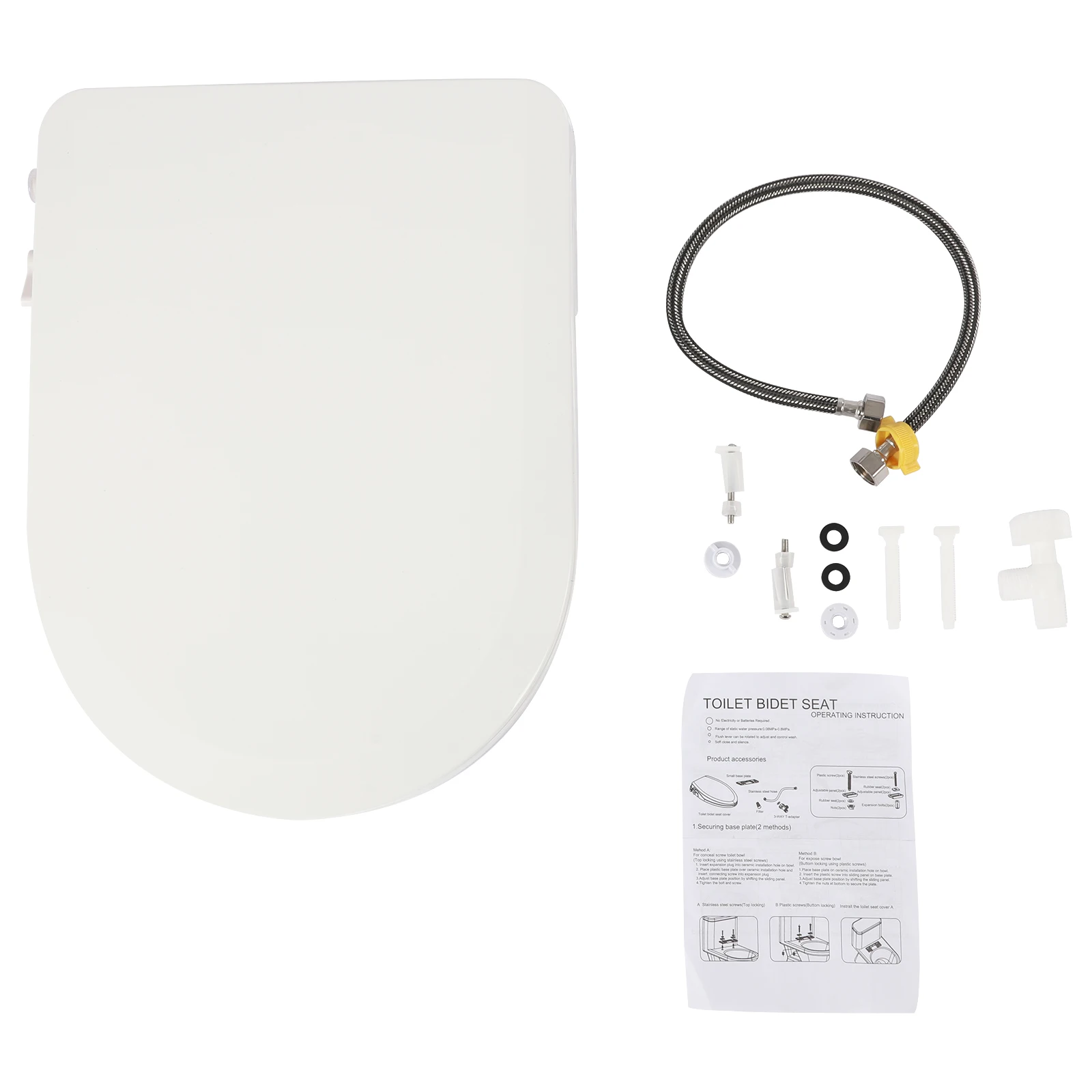 

Non-Electric Bidet Toilet Seat Dual Nozzle System Fits Elongated Toilets with Easy Installation White