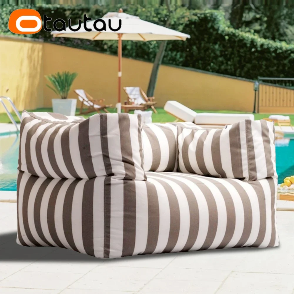 OTAUTAU 1-seat Outdoor Bean Bag Cover Swim Pool Beach Club Couch Armchair SF493【No Filler!You Need To Fill It By Yourself !】