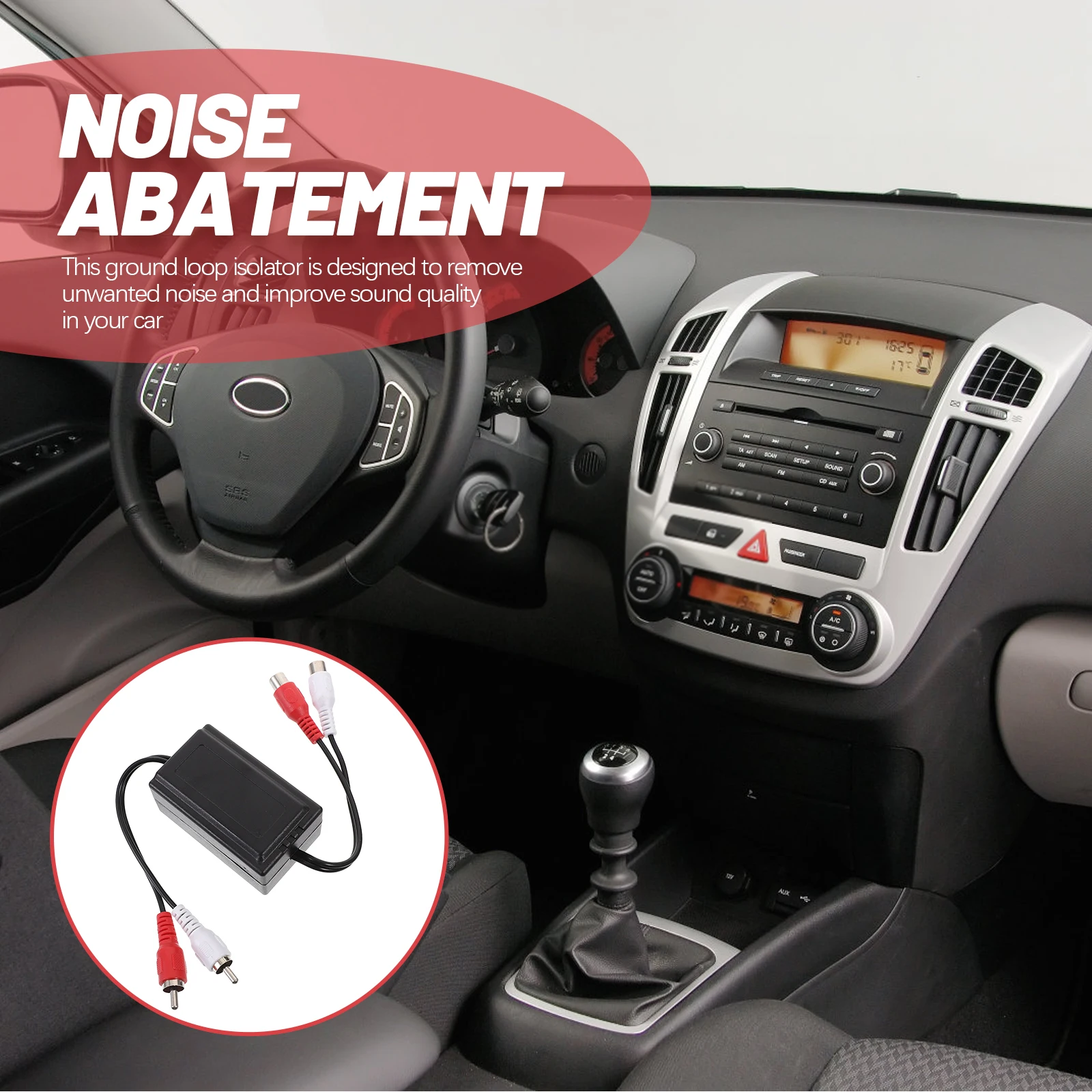

2pcs Car Audio Filter Noise Reducer Ground Loop Isolator Sound Signal Isolator AUX Video Strong Compatibility