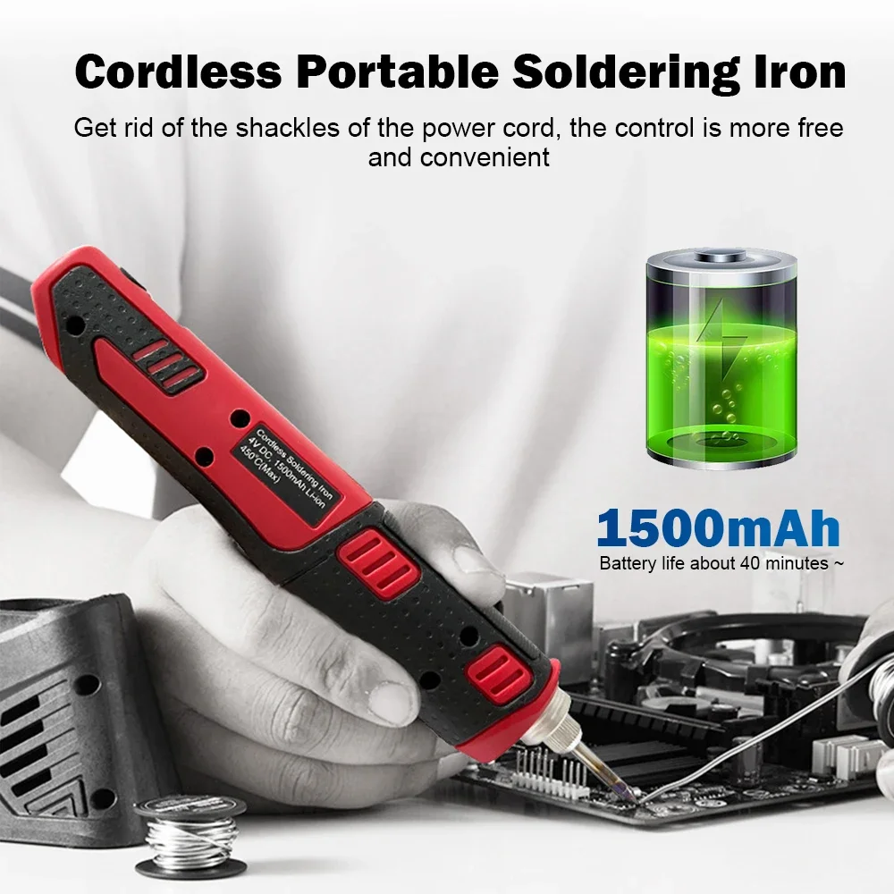 USB Cordless Electric Soldering Iron Portable Welding Pen Lithium Battery Rechargeable Internal Heating Solder Iron Welding Tool