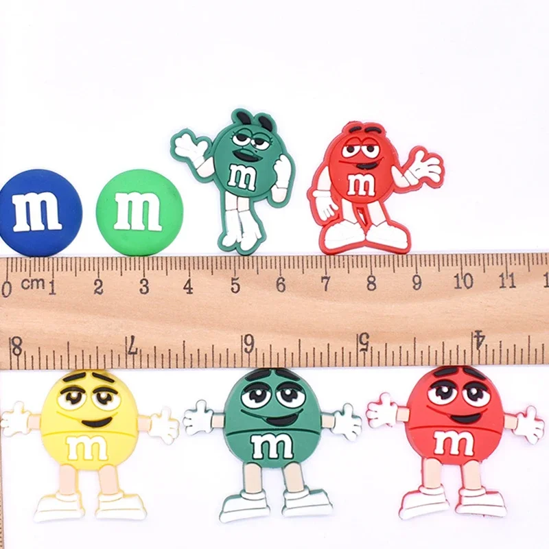 MINISO M&M\'s Chocolate chip bean Shoe Crocs Charms Cartoon Model DIY Crocs Jitz Accesorios Zuecos Crocs Decorations Wholesale