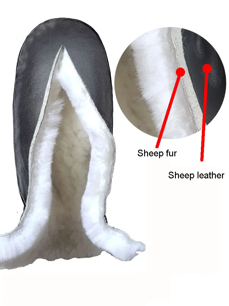2022 novo inverno quente luvas de couro genuíno para mulheres ao ar livre à prova dwaterproof água espessura pele carneiro luvas senhoras esqui