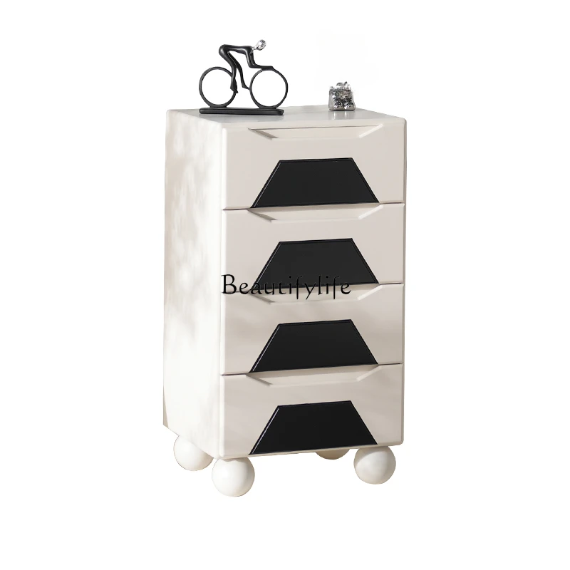 

Modern Minimalist White Solid Wood Chest of Drawer Living Room Wall Storage Bedroom Storage Cabinet