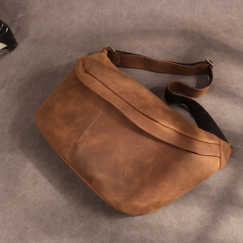 

Leather Large Fashion Capacity Versatile Breast Simple Cowhide Men's Multifunctional Shoulder Crossbody Bag Large Breast Bag