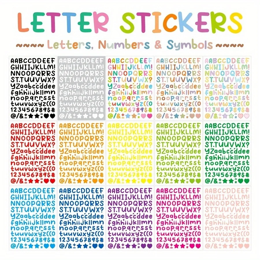 0.5inch Alphabet Stickers, Small Size Greeting Cards, Decorative Letter Stickers for Clipping Books