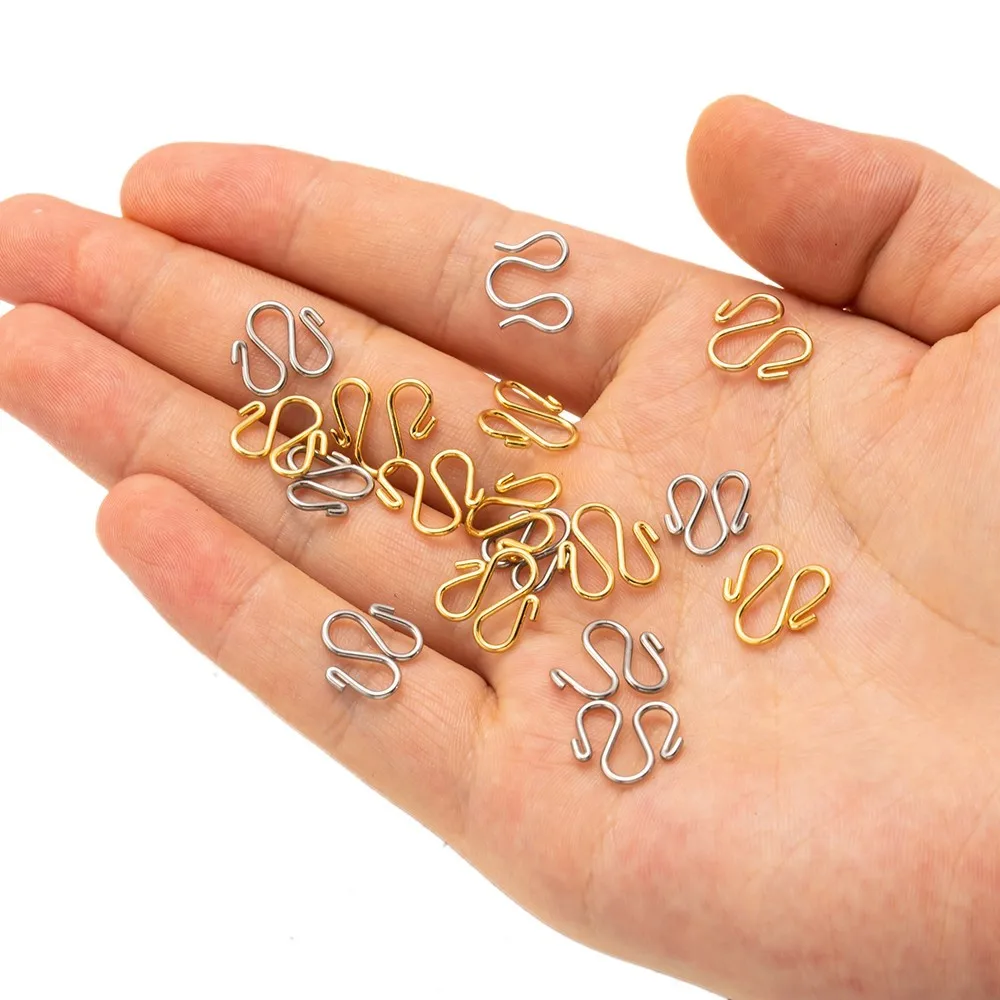 20Pcs/Lot W and S Shape Stainless Steel Hook Clasps Connectors For DIY Bracelet Necklace Supplies Finding Jewelry Making