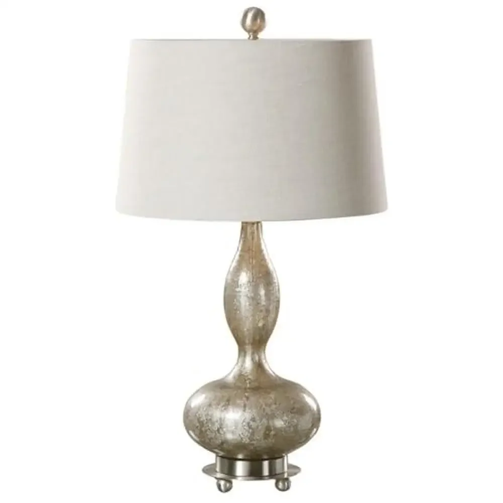 Mercury Glass Table Lamp Set Brushed Nickel Finish Set of 2