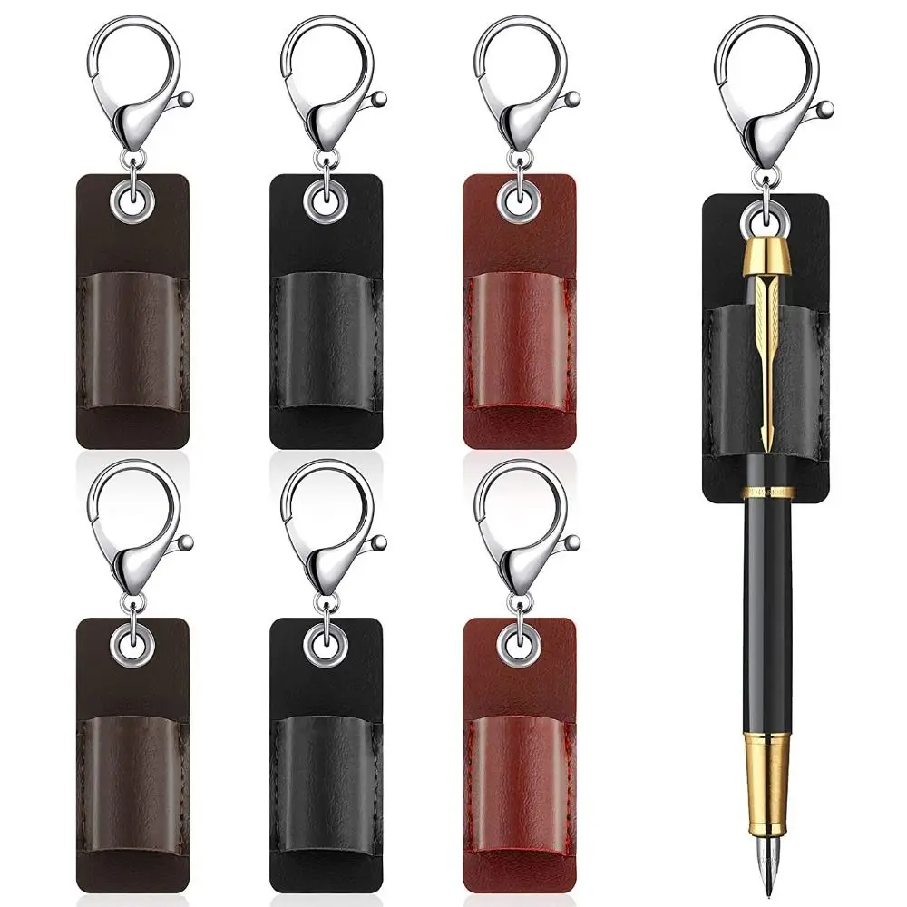 الرجعية بو الجلود القرطاسية مدرسة مكتب شارة كليب القلم حامي كيرينغ حامل قلم المفاتيح كم الحقيبة قلم رصاص المنظم