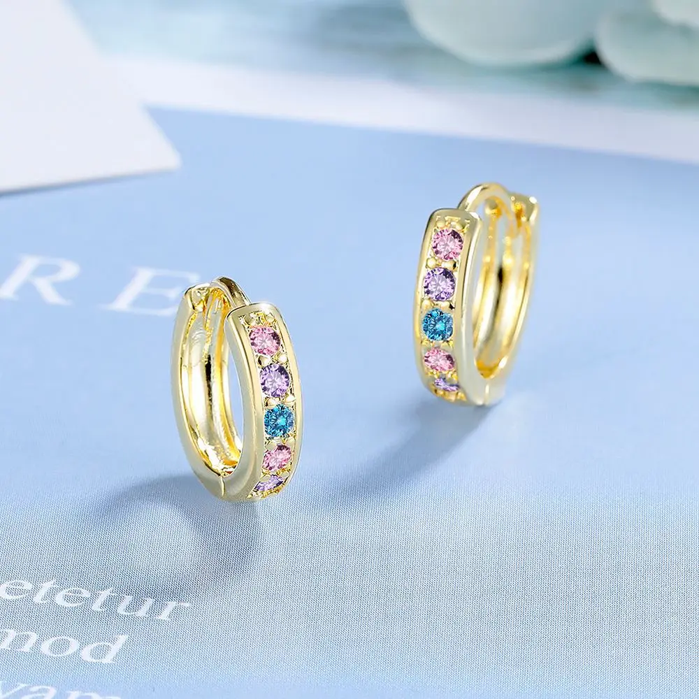 925 Sterling Silber Ohrringe Luxuriöse Bunte Zirkonia 18K für Damen Hochzeitsschmuck Klassische Verlobungsgeschenke Party Mode