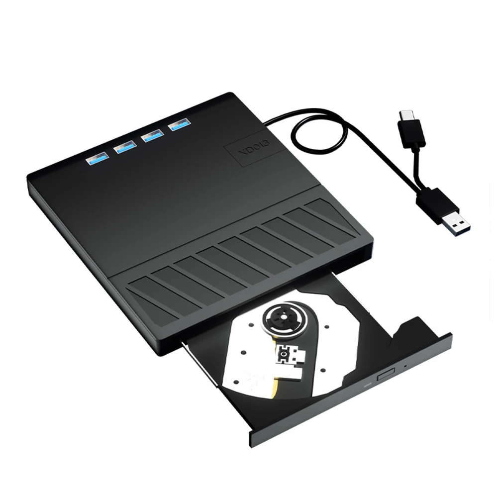 USB 3.0 Type C External CD DVD RW Drive with SD TF Port for Laptops Desktops and Multi-Platform Compatibility