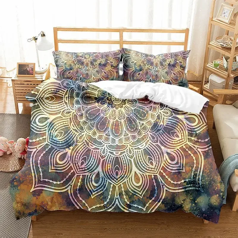 

Mainland China Microfiber Fabric Beding Sets Luxury Housse De Couette 260x240 Cm 3D Print Mandala Duvet Cover Set Double Bed