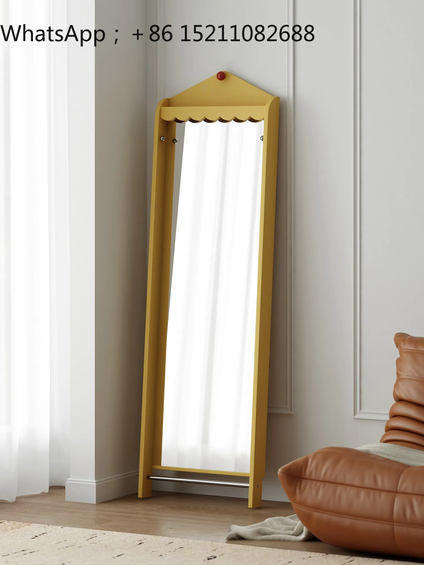 SCY floor-to-ceiling full-length mirror living room wall-mounted full-length mirror small apartment bedroom solid wood mirror