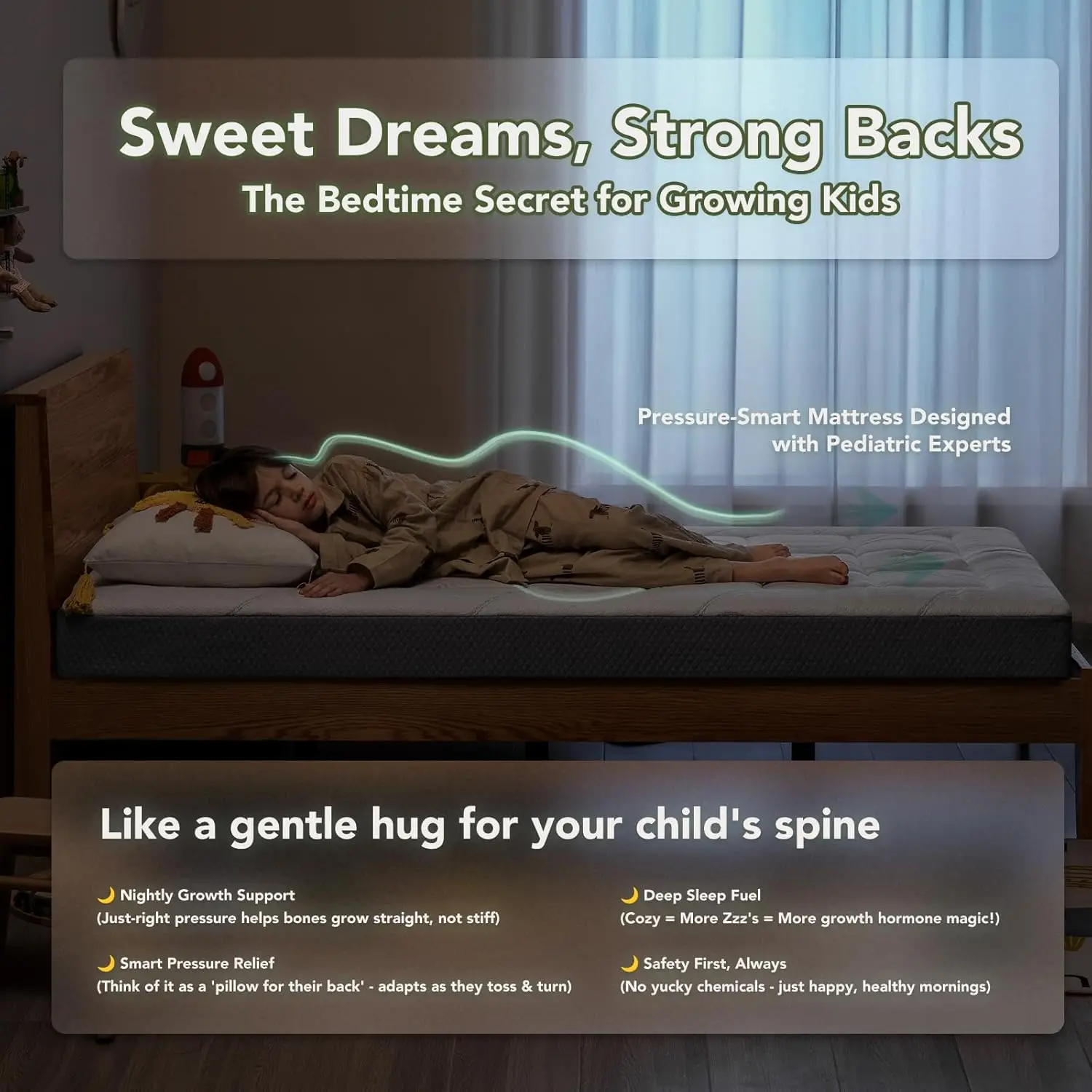 8 Inch Memory Foam Mattress - CertiPUR-US, Medium Firm, Washable Bamboo Cover for Kids Bunk Bed