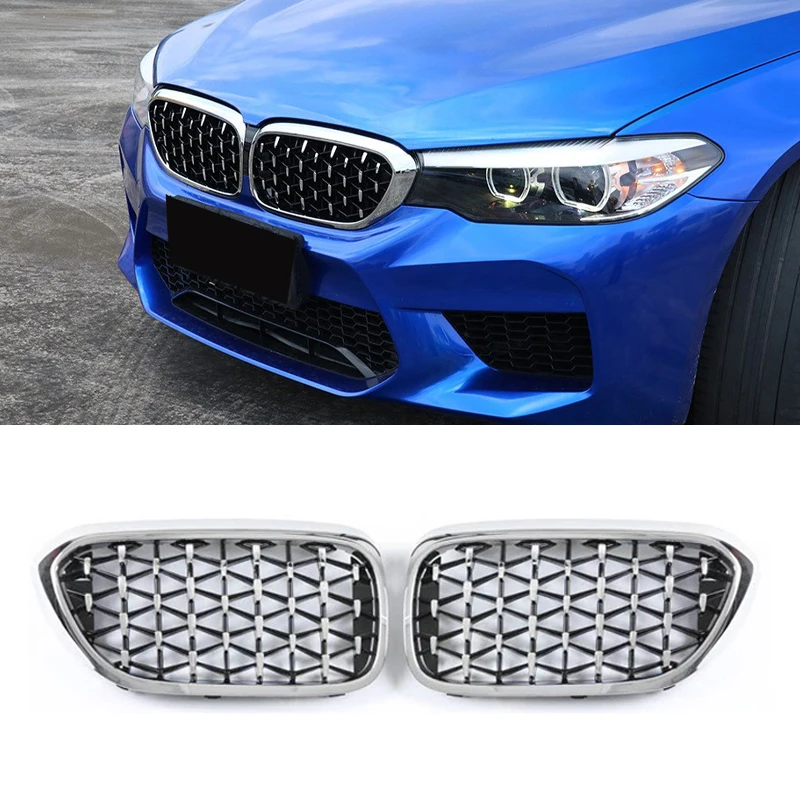 Car Diamond Star Style Front Kidney Grille Bumper Racing Grill Grilles For BMW 5 Series G30 G31 G38 520i 530i 540i 18-20 Auto