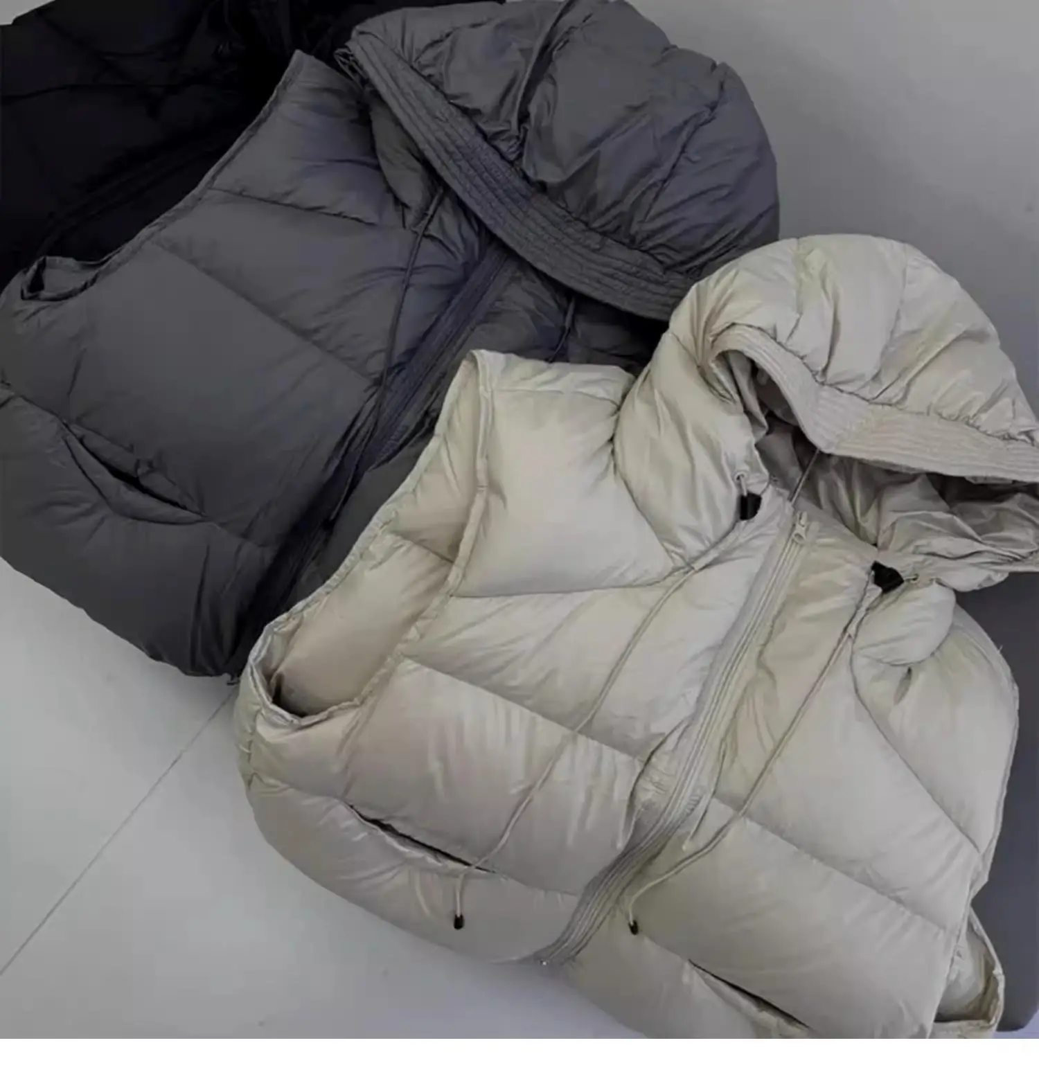 الأبيض بطة أسفل سترة منتفخة مقنعين صدرية جاكيتات الخريف الشتاء الدافئة كل مباراة جاكيت بلا إكمام فضفاضة عادية جيليه أبلى #2