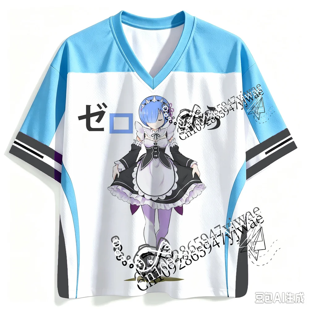 Re: ZERO Starting Life In Another World Rem&Ram 3D-Grafik Bedrucktes Jersey Anime-Fans T-Shirt Sommer Herren- und Damen-T-Shirts Top – Detail 5
