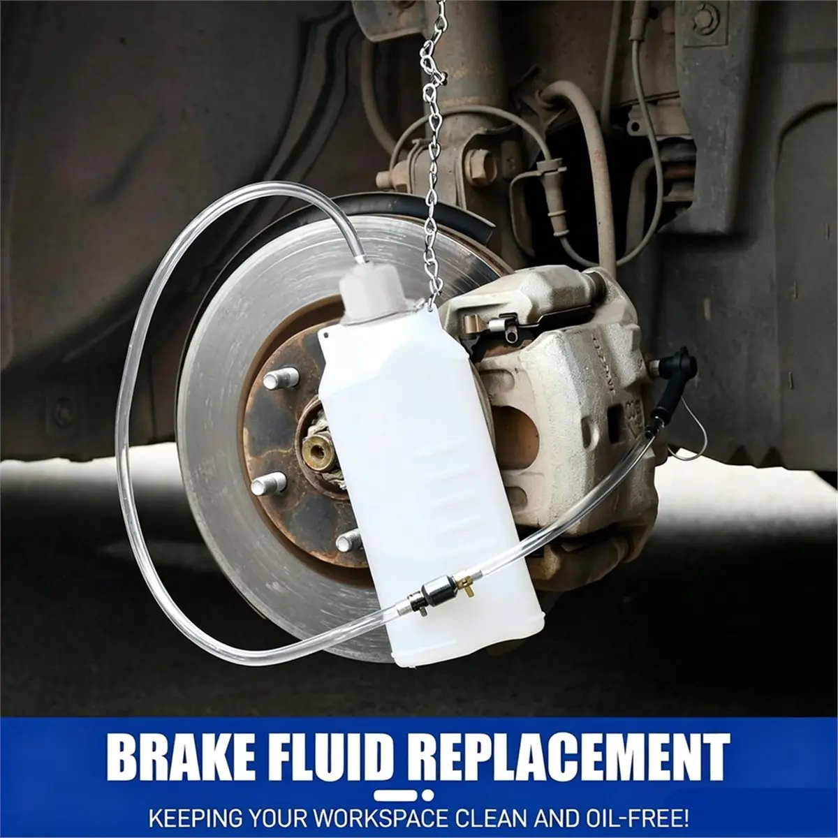 REST 1L Brake Bleeder Bottle, Brake Fluid Bleeder Kit with One Way Check Valve 24 Inch Tube and Rubber Connector