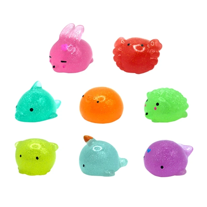 8pcs Hand Squeeze Animal Toy for Decompressing Halloween Soft TPR Toy Anti-Stress Animal Toy Kids Party Favor D5QF